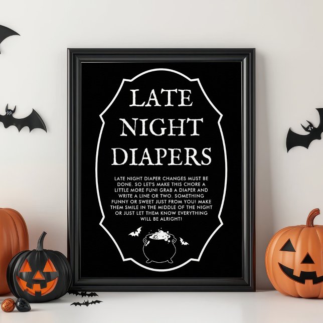 Poster Baby shower d'Halloween noir Diaporama nocturne (Créateur téléchargé)