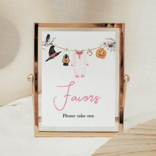 Poster Baby shower d'Halloween rose Little Boo Faveurs