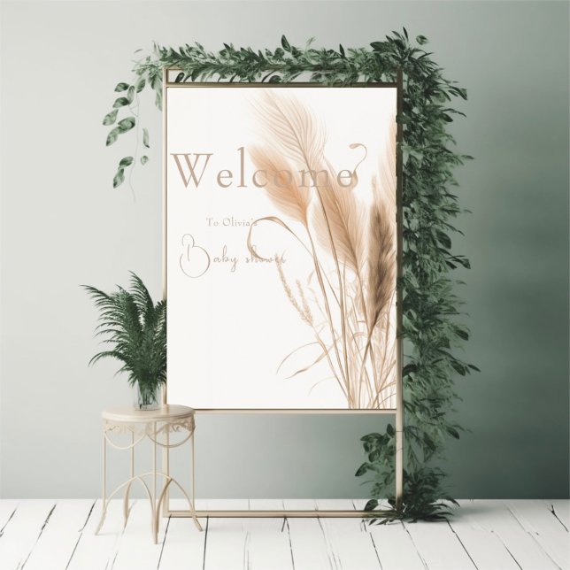 Poster Baby shower d'herbe Pampas (Créateur téléchargé)