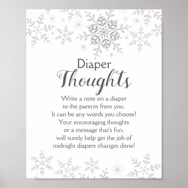 Poster Baby shower d'hiver Flammes de neige Pensées de co (Devant)