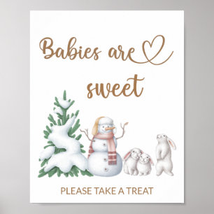 Poster Baby shower d'hiver, les bébés sont doux prendre u