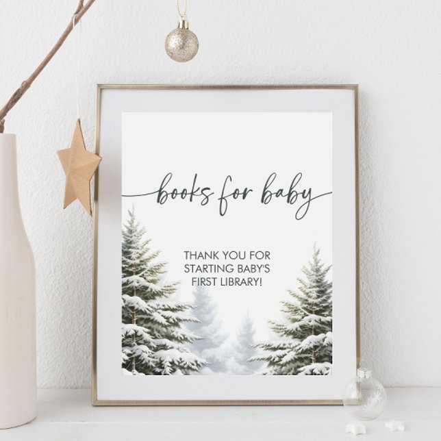 Poster Baby shower d'hiver Livres pour bébé signe (Créateur téléchargé)
