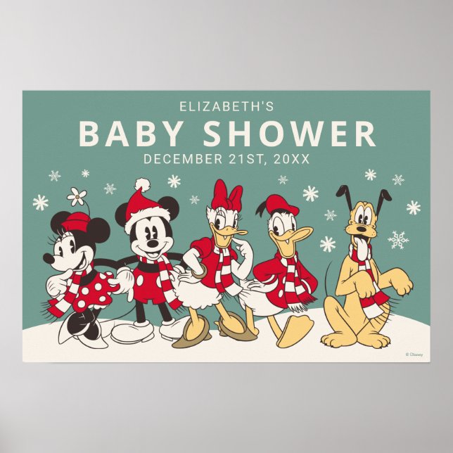 Poster Baby shower d'hiver Mickey & Friends (Devant)