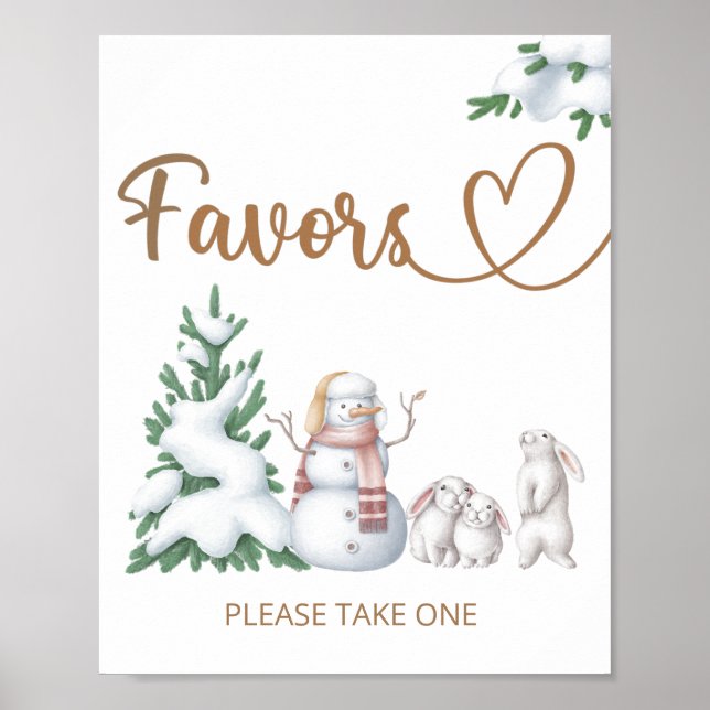 Poster Baby shower d'hiver Symbole Faveurs (Devant)