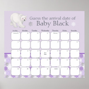 Poster Baby shower D'Hiver Violet Devinez La Date D'Échéa