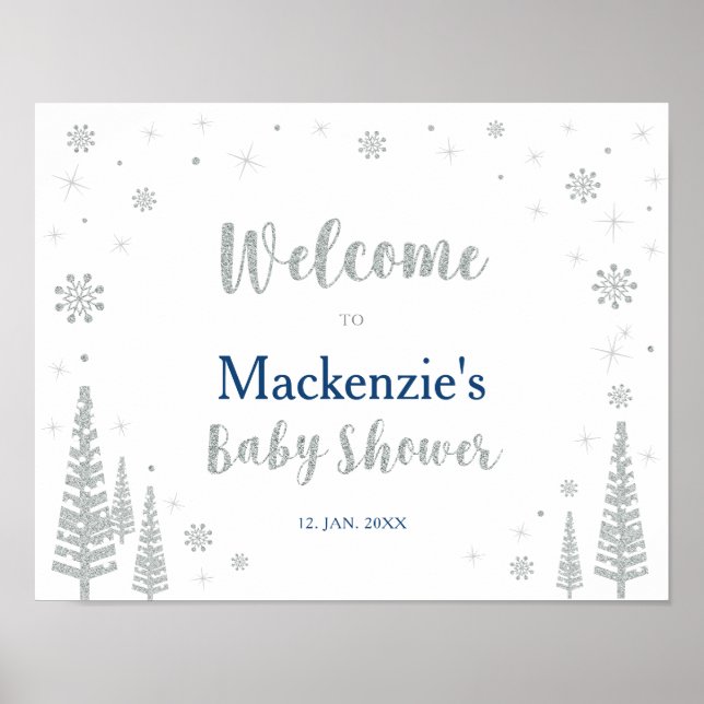 Poster Baby shower d'hiver Welcome Party (Devant)