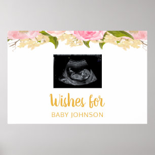 Poster Baby shower D'Hôte Rose Et Or Sonogramme Sonogramm