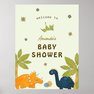 Poster Baby shower Dinosaur en caricature