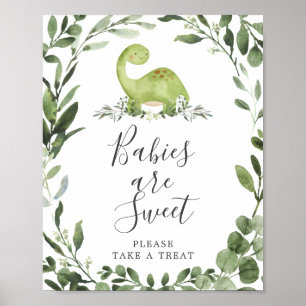 Poster Baby shower Dinosaure Les bébés sont signe doux