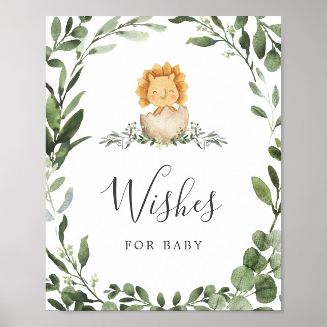 Poster Baby shower Dinosaures Voeux Pour Bébé Signal (Devant)