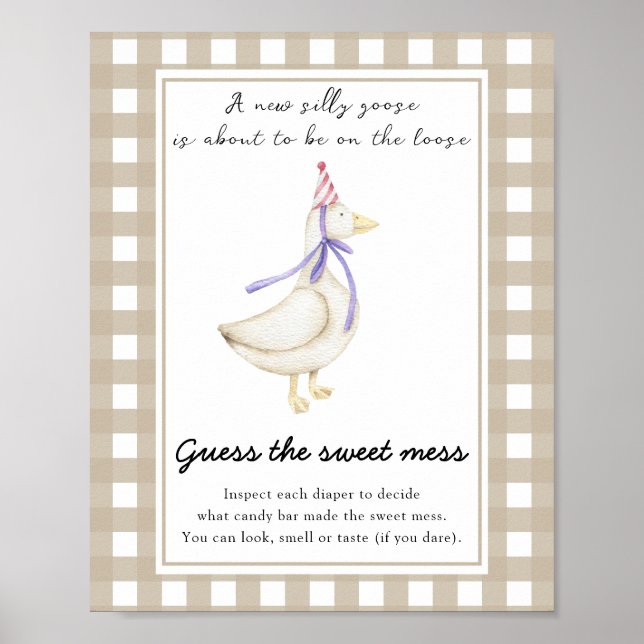 Poster Baby shower d'oie - Devinez le doux désordre (Devant)