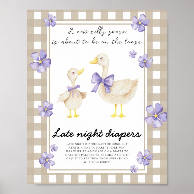 Poster Baby shower d'oie - Late nuit couches jeu (Devant)