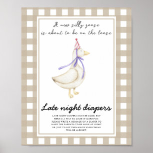 Poster Baby shower d'oie - Late nuit couches jeu