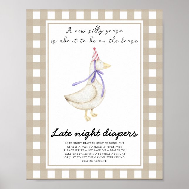 Poster Baby shower d'oie - Late nuit couches jeu (Devant)