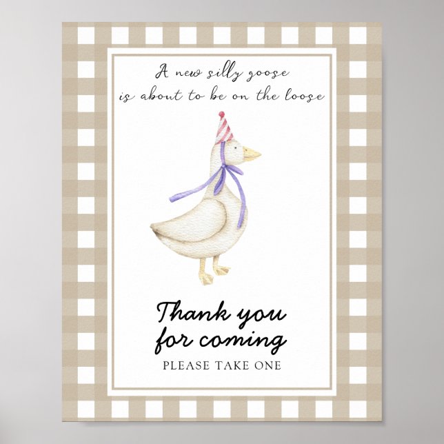 Poster Baby shower d'oie - Merci à venir (Devant)