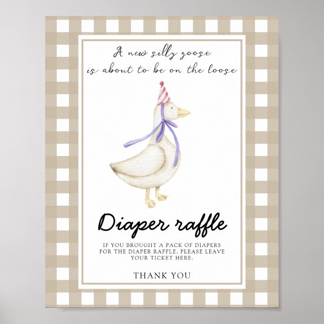 Poster Baby shower d'oie - tombola de couche (Devant)