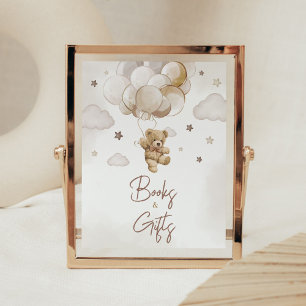 Poster Baby shower d'ours à ballets Brown Livres et cadea