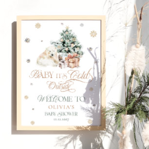 Poster Baby shower d'ours polaire froid extérieur mignon 
