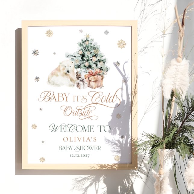 Poster Baby shower d'ours polaire froid extérieur mignon  (Créateur téléchargé)