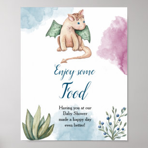 Poster Baby shower Dragon Profitez De Quelques Aliments A