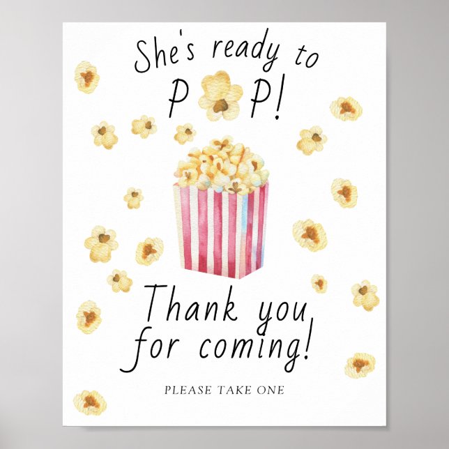 Poster Baby shower du maïs soufflé - Merci à venir (Devant)