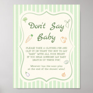 Poster Baby shower du marché agricole ne pas dire jeu de 
