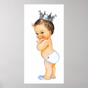 Poster Baby Shower du Petit Prince Brunette
