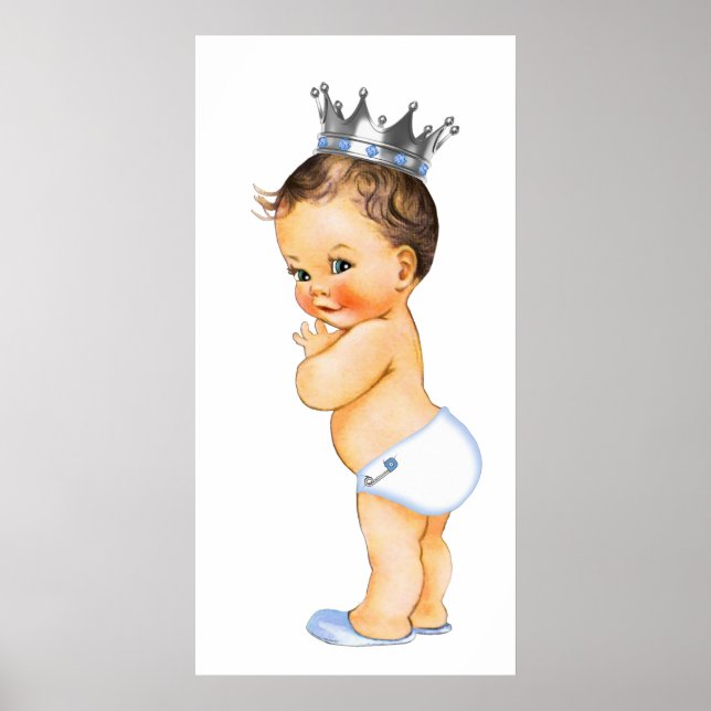Poster Baby Shower du Petit Prince Brunette (Devant)