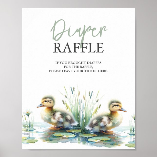 Poster Baby shower Duck Diaper Raffin Panneau vert (Devant)