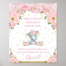 Poster Baby shower éléphant Arrivée Cheer Pop Champagne