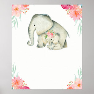 Poster Baby shower éléphant bébé