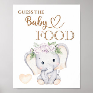Poster Baby shower éléphant bébé "Guess the Baby Food"