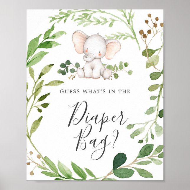Poster Baby shower éléphant Devinez ce qu'il y a dans le  (Devant)