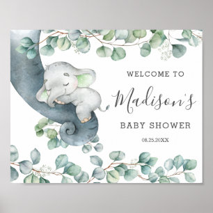 Poster Baby shower Eléphant Neutre Genre