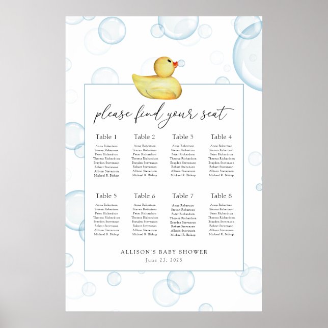 Poster Baby shower en caoutchouc Ducky (Devant)