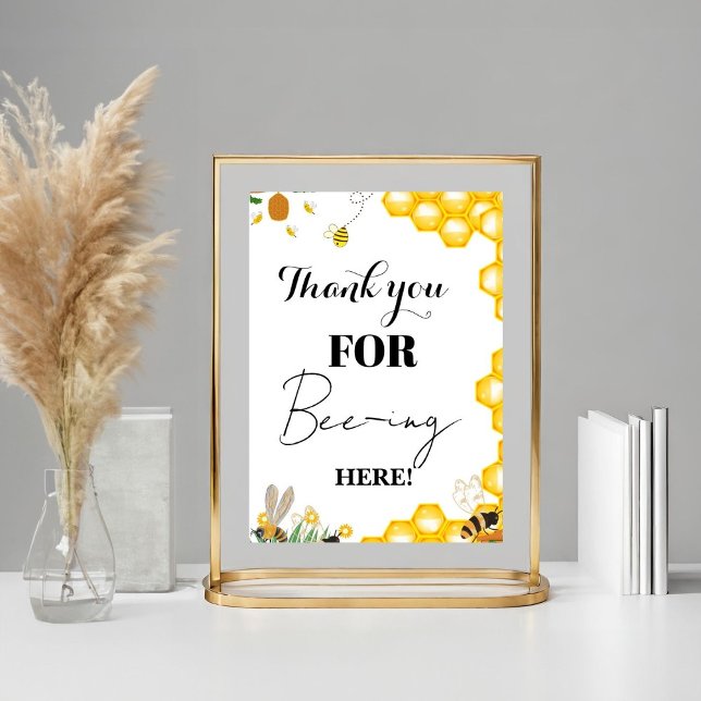 Poster Baby shower en Merci d'abeille jaune cadeau & cart (Créateur téléchargé)