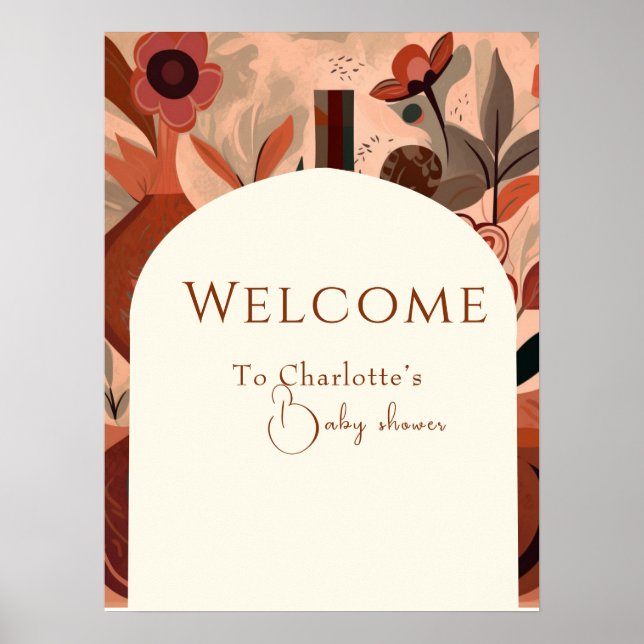 Poster Baby shower en terre cuite (Devant)