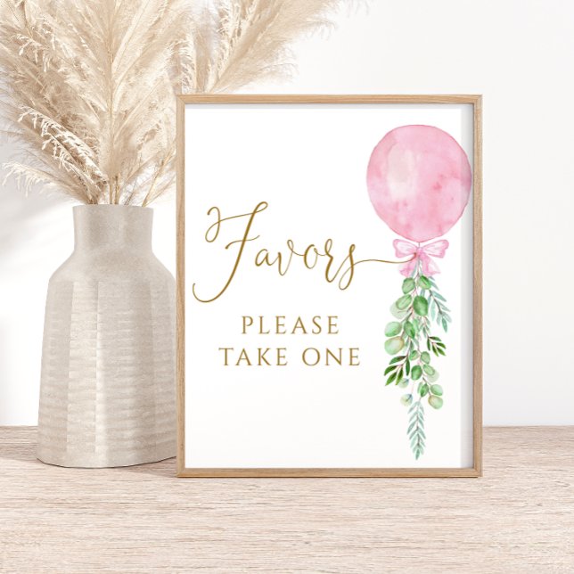 Poster Baby shower Eucalyptus Rose Balloon Faveurs (Créateur téléchargé)