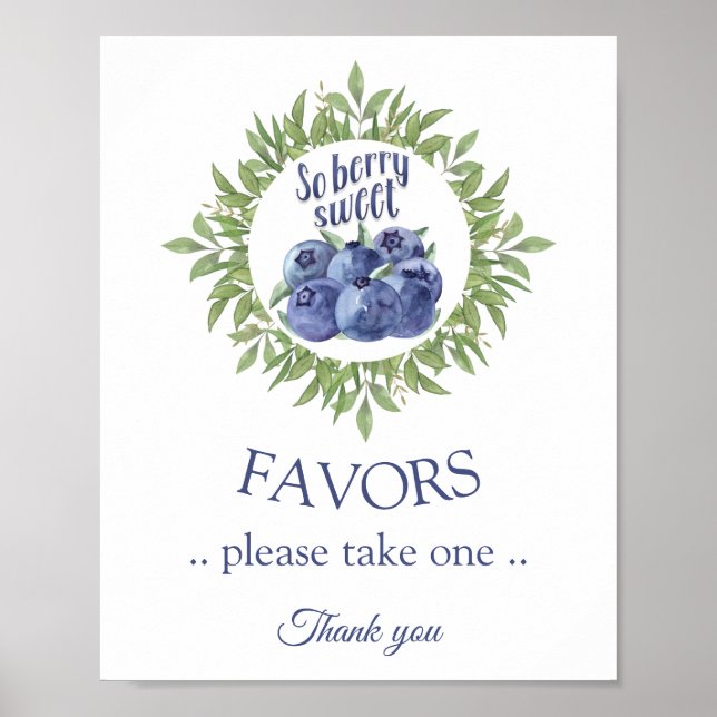 Poster Baby shower Faveur Signer si baies doux (Devant)