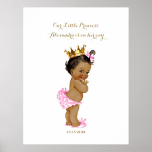 Poster Baby shower fille, rose blanc, élégant,32x41,6 300