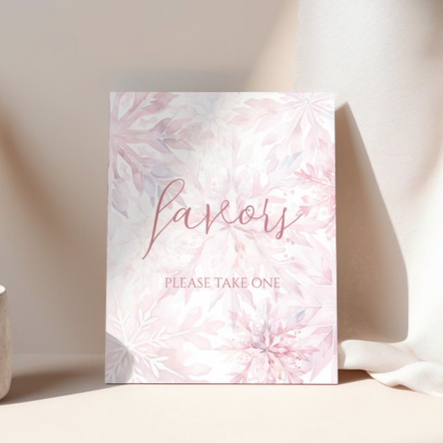 Poster Baby shower Fille rose Flocon de neige Favoriser (Créateur téléchargé)