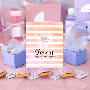 Poster Baby shower Flamant rose en bande de corail Faveur