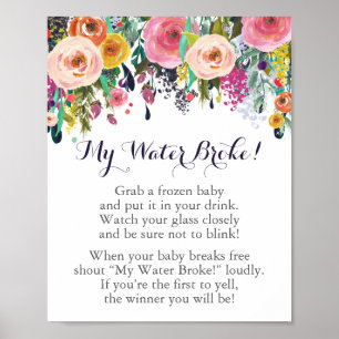 Poster Baby shower Fleur My Water Broke Jeu