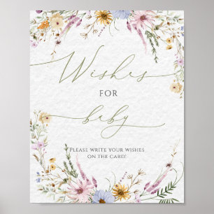 Poster Baby shower Fleur sauvage Aquarelle