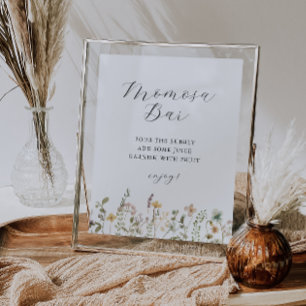 Poster Baby shower Fleur sauvage Aquarelle Momosa Bar