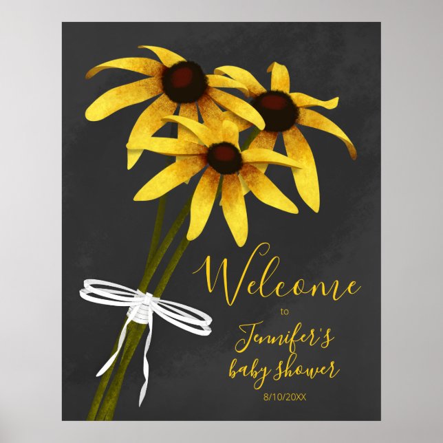Poster baby shower fleur sauvage Black Eyed Susan (Devant)
