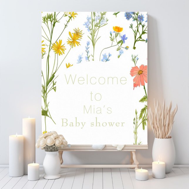 Poster Baby shower fleur sauvage Boho (Créateur téléchargé)