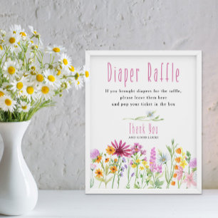 Poster Baby shower fleur sauvage de de la couche de prai