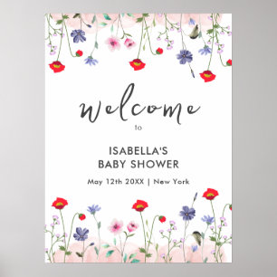 Poster Baby shower Fleur sauvage d'été Meadow
