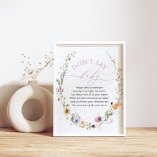 Poster Baby shower fleur sauvage "Don't Say Baby" Jeu